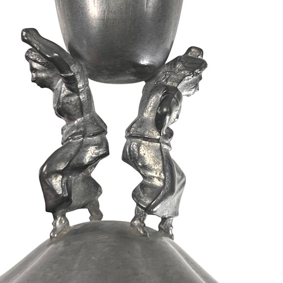 Vtg KSO Kayserzinn Pewter Art Nouveau Jugendstil Vase Women Figures P108 8.5 in - Picture 2 of 15